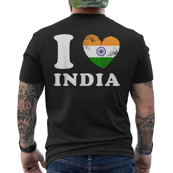 I Love India ハートフラッグインド メンズTシャツ バックプリント