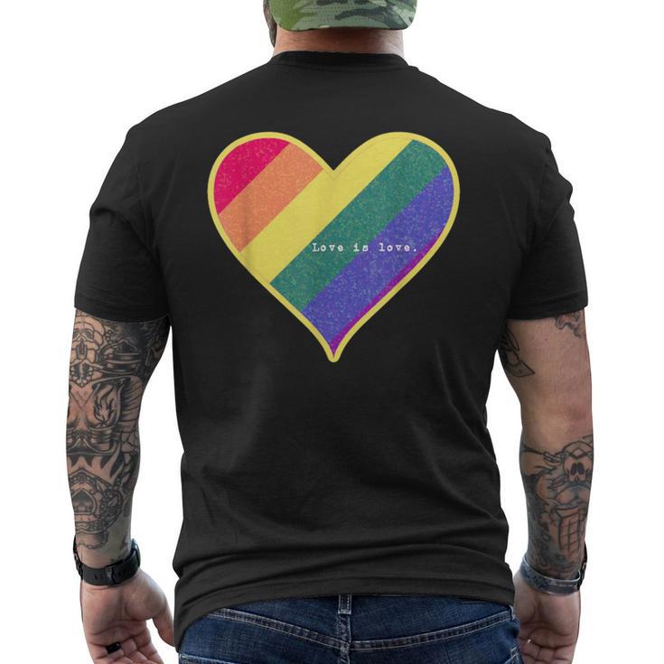 Love Is Love レインボーハート メンズTシャツ バックプリント