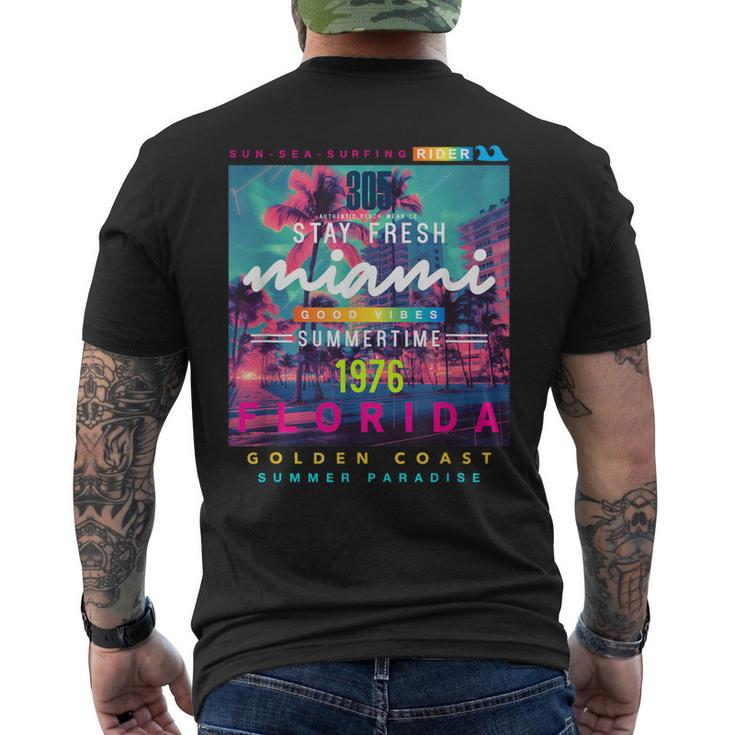 I Love Miami & Miami Loves Me Cool Miami Illustration メンズTシャツ バックプリント