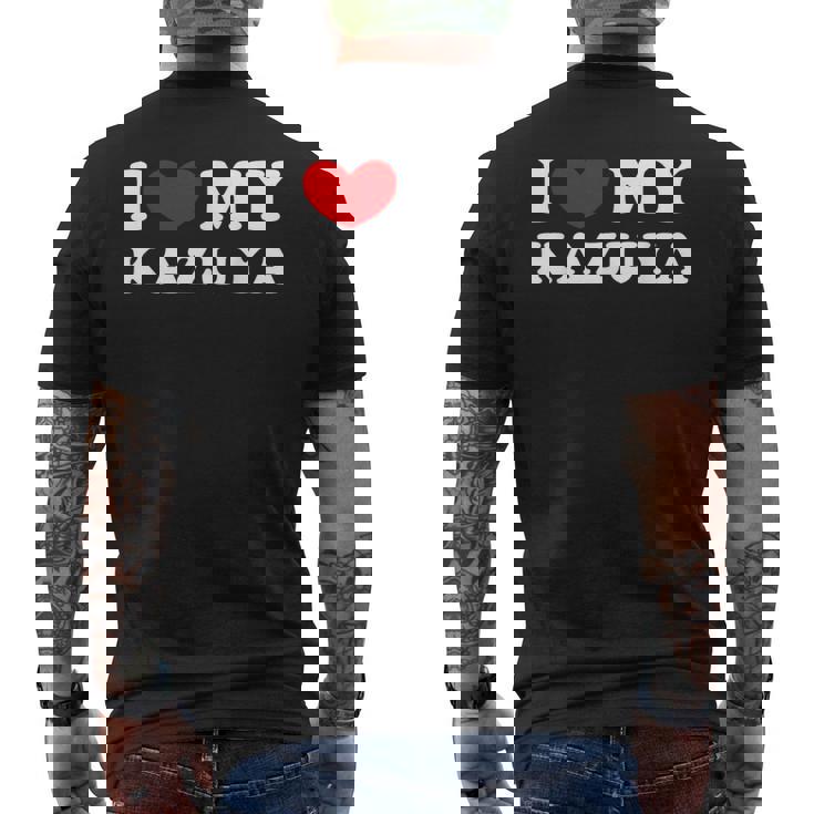 I Love My Kazuya 私はカズヤを愛しています メンズTシャツ バックプリント