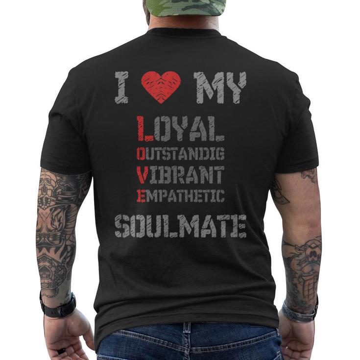 I Love Myoulmate ソウルメイトが大好き ソウルメイトへの愛を込めて メンズTシャツ バックプリント