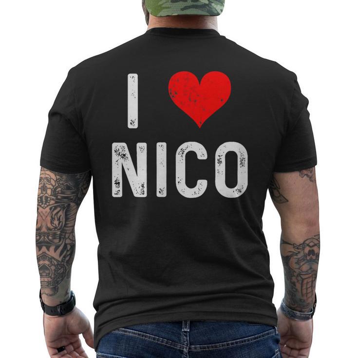 I Love Nico ハート アンティーク調 メンズTシャツ バックプリント
