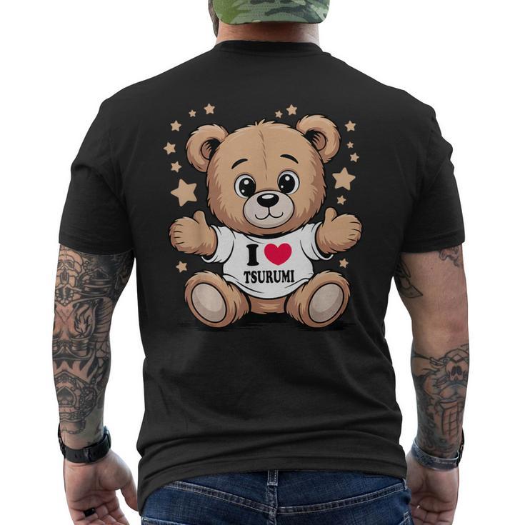 I Love Tsurumi Teddy Bear 鶴見テディベアが大好き メンズTシャツ バックプリント
