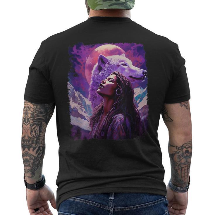 I Love Wolves ビンテージ ネイティブアメリカン メンズTシャツ バックプリント