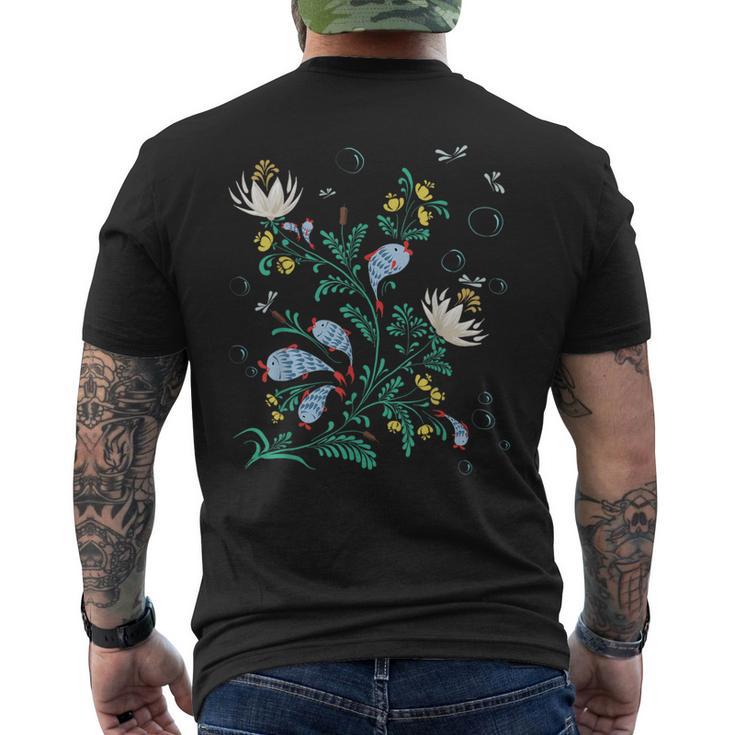 Magic Fish ファニー フィッシング フローラル ヴィンテージ ウクライナ ヴィシバンカ メンズTシャツ バックプリント
