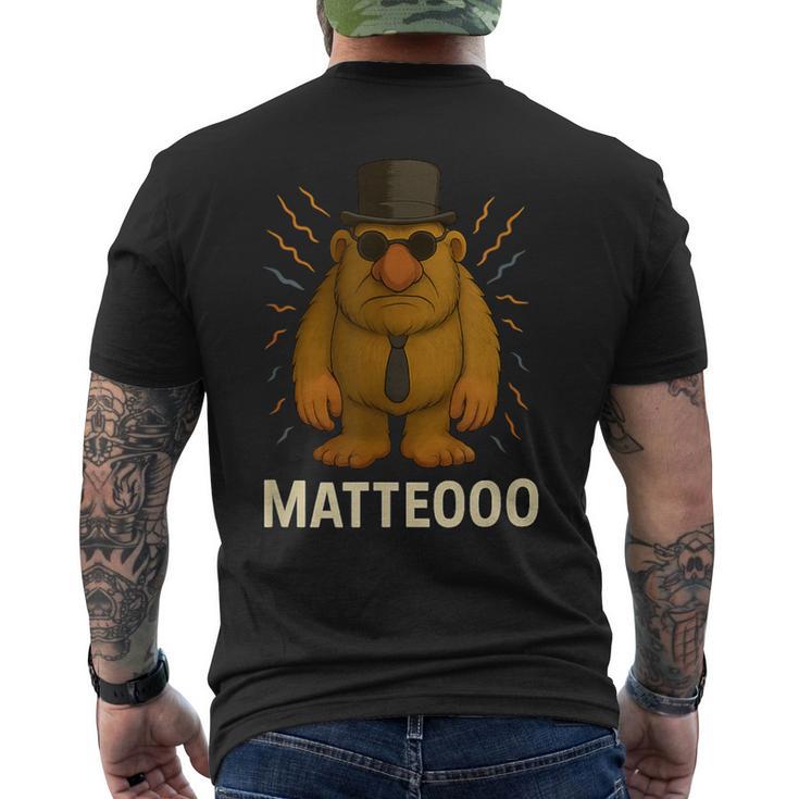 Matteooo イタリアンブレインロットミーム – シュールなaiクリーチャー メンズTシャツ バックプリント