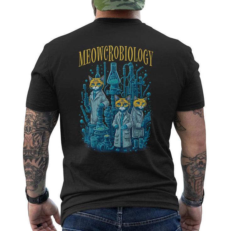 Meowcrobiology 猫 ニャー微生物学 科学 細菌学 メンズTシャツ バックプリント