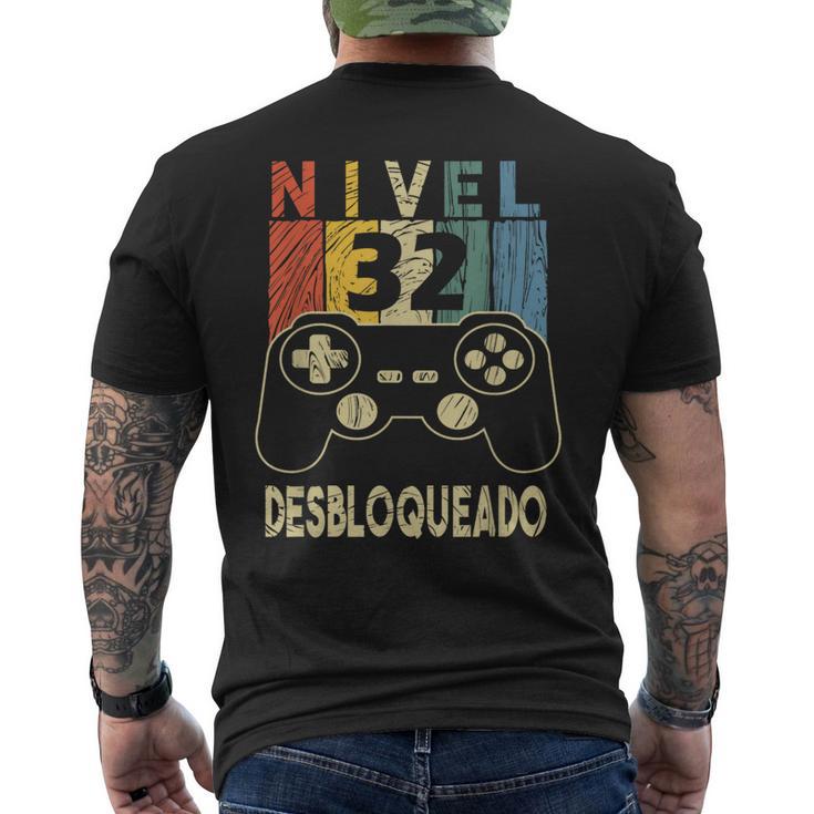 Nivel 32 Desbloqueado Gamer 32 Años Cumpleaños Camiseta Hombre Estampado Espalda