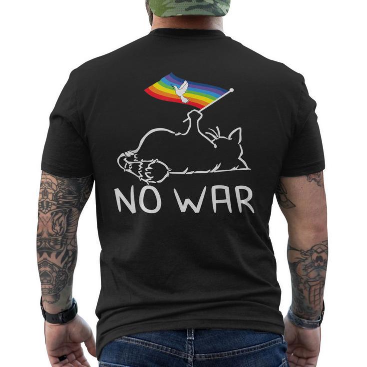 No War Peace Movement World Peace Peace Flag Cat メンズTシャツ バックプリント
