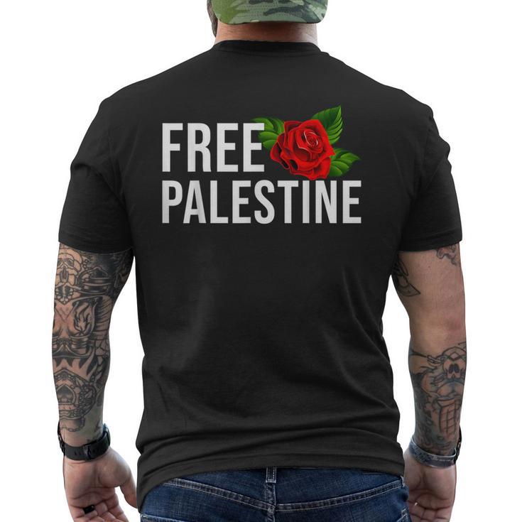 Palestine Free Palestine Free Gaza Palestine Flag Arabic メンズTシャツ バックプリント