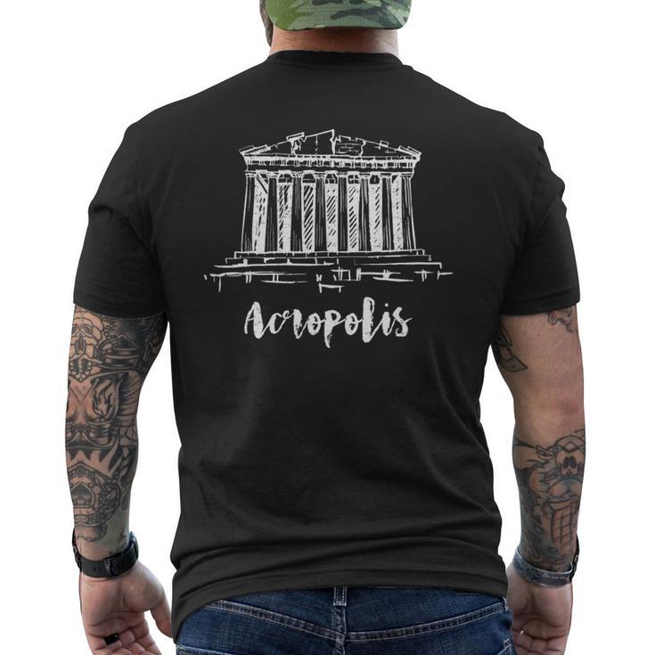 Parthenon アテネのアクロポリス ギリシャ スケッチ サイツ ドローイング 長袖tシャツ メンズTシャツ バックプリント