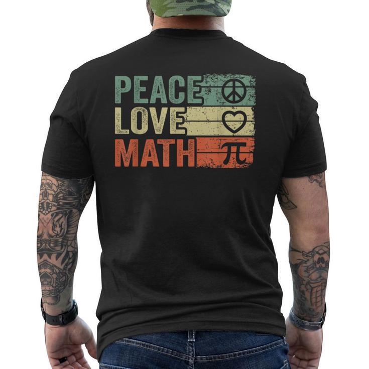 Paz Amor Matemáticasintage Matemáticas Nerd Retro Divertido Matemáticas Profesor Camiseta Hombre Estampado Espalda
