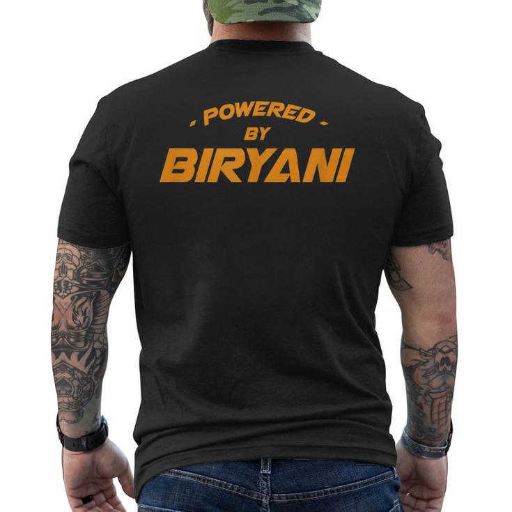 Powered By Biryani グルメ ビリヤニ 食品愛好家 ベリアーニ メンズTシャツ バックプリント