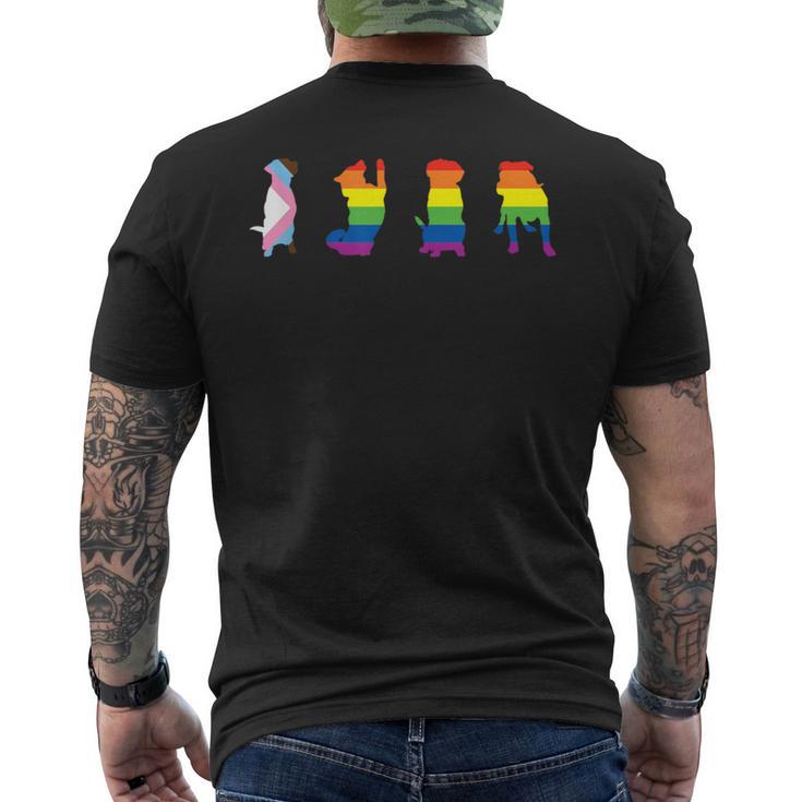 Progress Pride Cute Dog Lgbt プログレス ゲイ ペット好き メンズTシャツ バックプリント