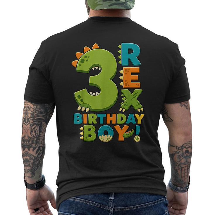 Rawr I'm 3 Three Rex Dinosaur 3Rd Birthday Boy Party メンズTシャツ バックプリント