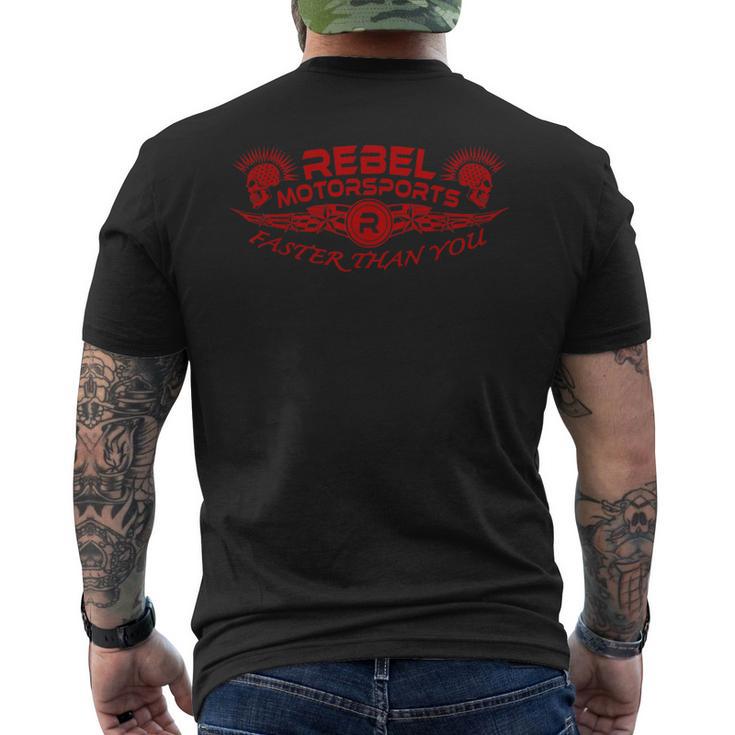 Rebel Motorsportsのスターがあなたより速く打たれた。 メンズTシャツ バックプリント