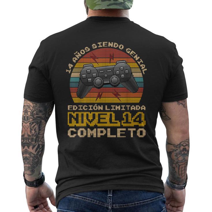 Regalo De Cumpleaños 14 Años Gamer Nivel 14 Completo Camiseta Hombre Estampado Espalda