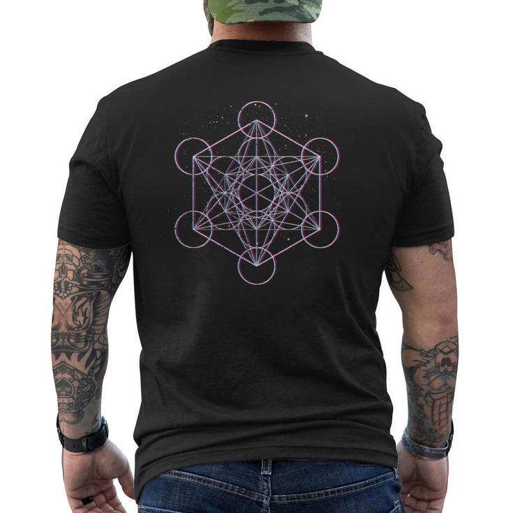 Sacred Geometry メタトロン キューブ Psy Trance Yoga Dmt Lsd Goa メンズTシャツ バックプリント
