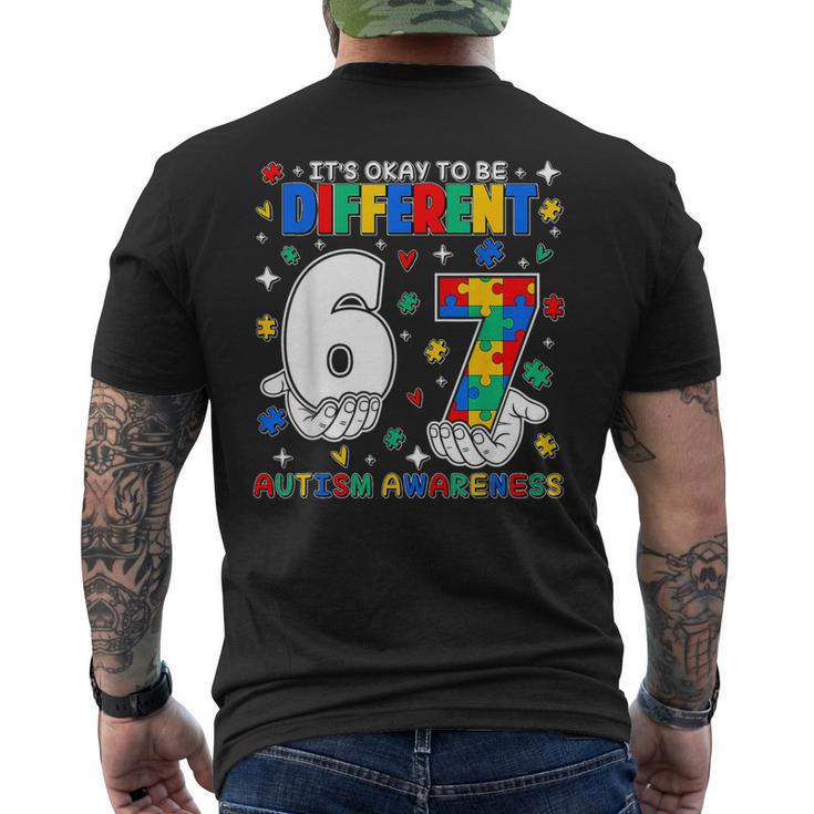 Six Seven 6 7 Autism Awareness It's Ok To Be Different Men's T-shirt Back Print