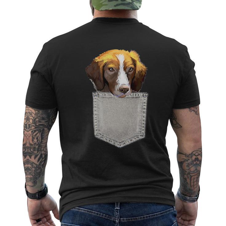 Spaniel Bretón Perro En Un Bolsillo Dog In A Pocket Camiseta Hombre Estampado Espalda