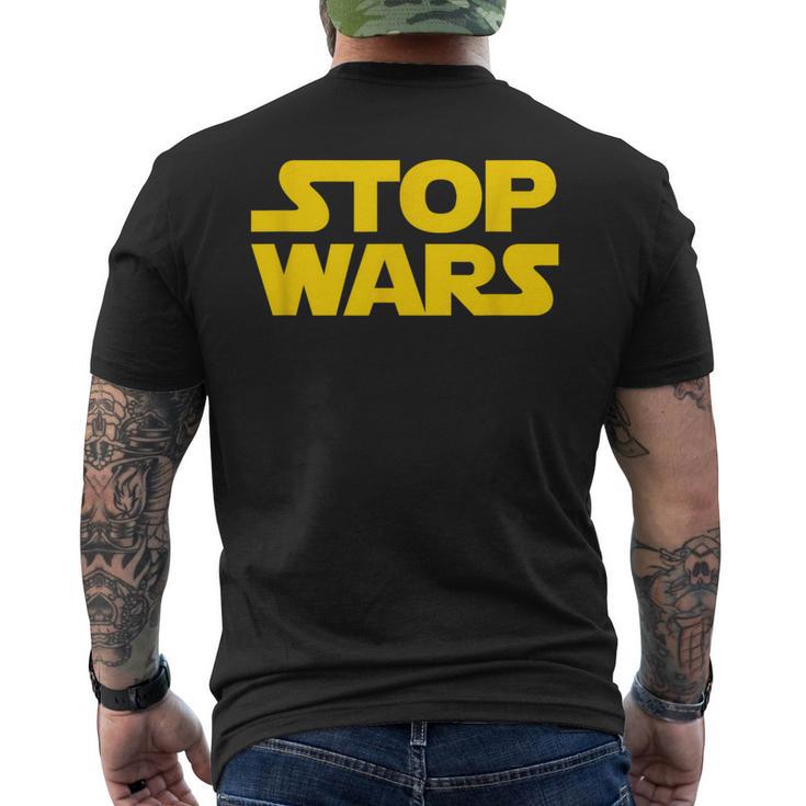 Stop Wars 反戦メッセージ 地球と宇宙の平和 メンズTシャツ バックプリント