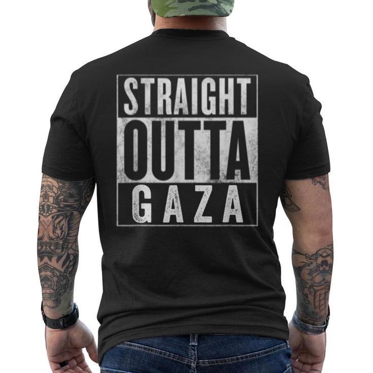 Straight Outta Gaza 反戦 Nakba 抗議 パレスチナ人ヒューマス メンズTシャツ バックプリント