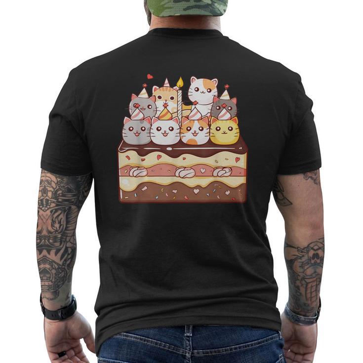 Sweet Icing Party 子猫好き 誕生日ケーキ かわいい猫 メンズTシャツ バックプリント