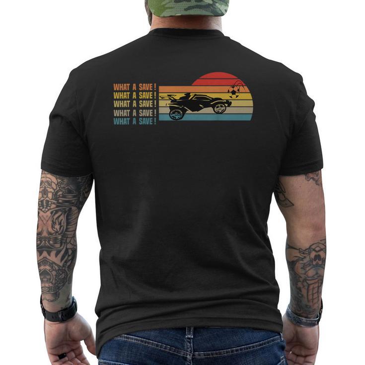 What A Rescue ヴィンテージ レトロ ロケット フットボール カー リーグ メンズTシャツ バックプリント