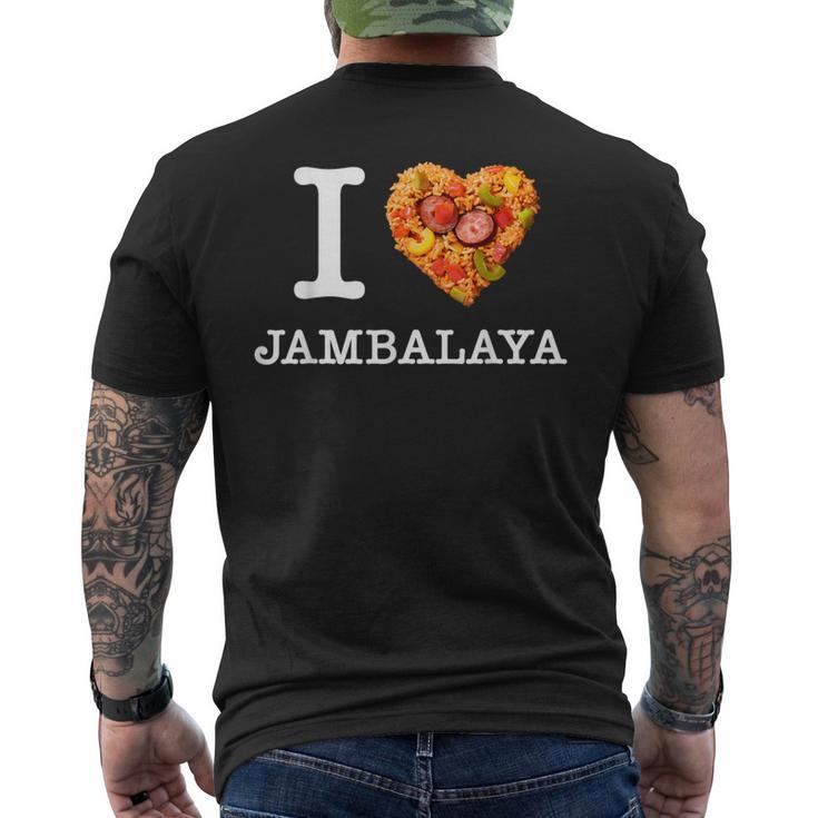 “I Love Jambalaya” のジャンバラヤ好き向けデザイン メンズTシャツ バックプリント