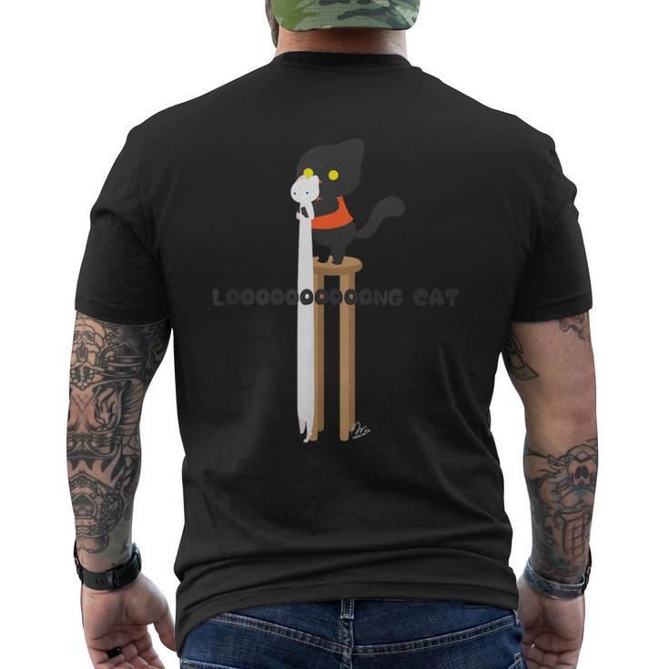 【長い猫】 ロングキャット メンズ レディース キッズ ねこ イラスト メンズTシャツ バックプリント