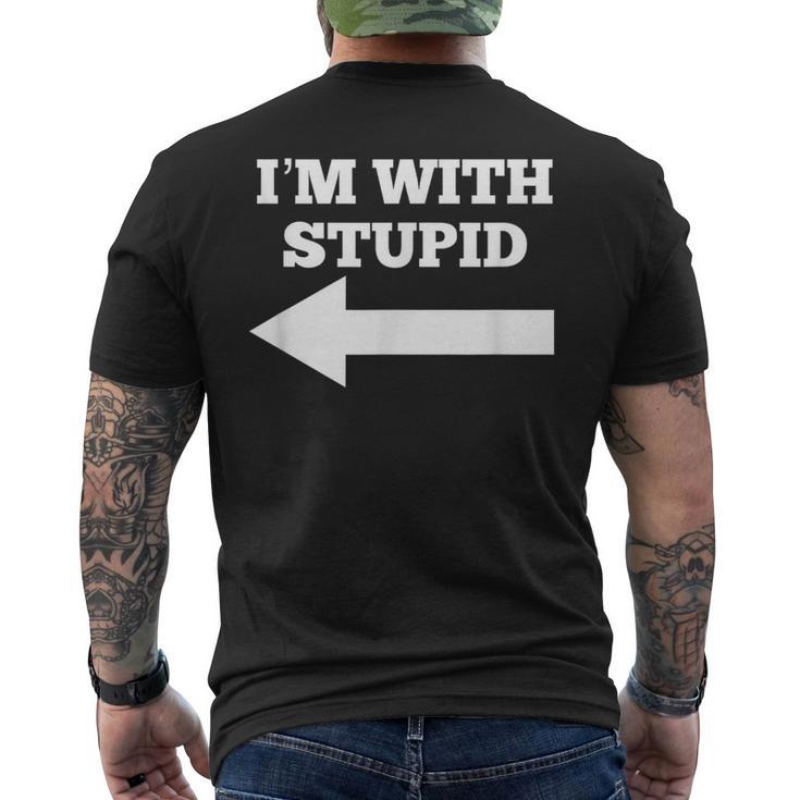 おかしい俺はバカと矢印が左向いてる メンズTシャツ バックプリント