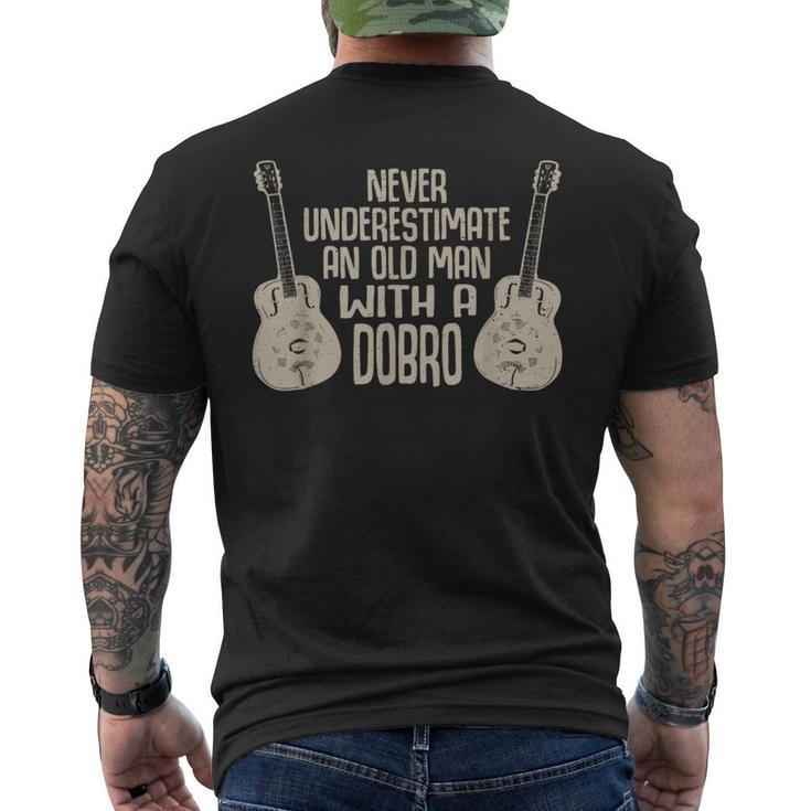 おもしろいドブロプレーヤーブルーグラスラバー メンズTシャツ バックプリント