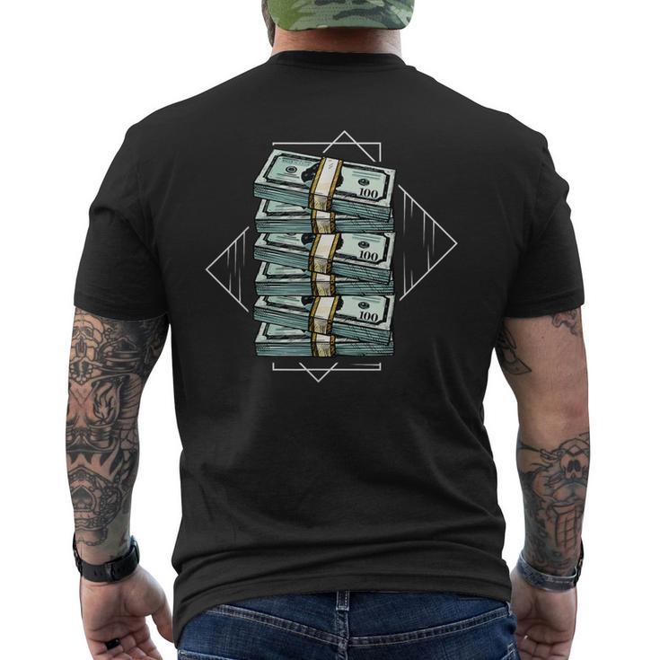 お金の束 メンズTシャツ バックプリント