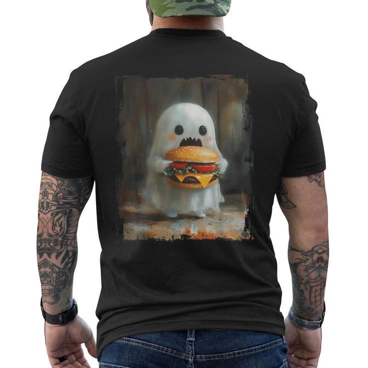 かわいい ハンバーガー おばけ 食べる ハンバーガー ハロウィン 食べ物 恋人 メンズTシャツ バックプリント