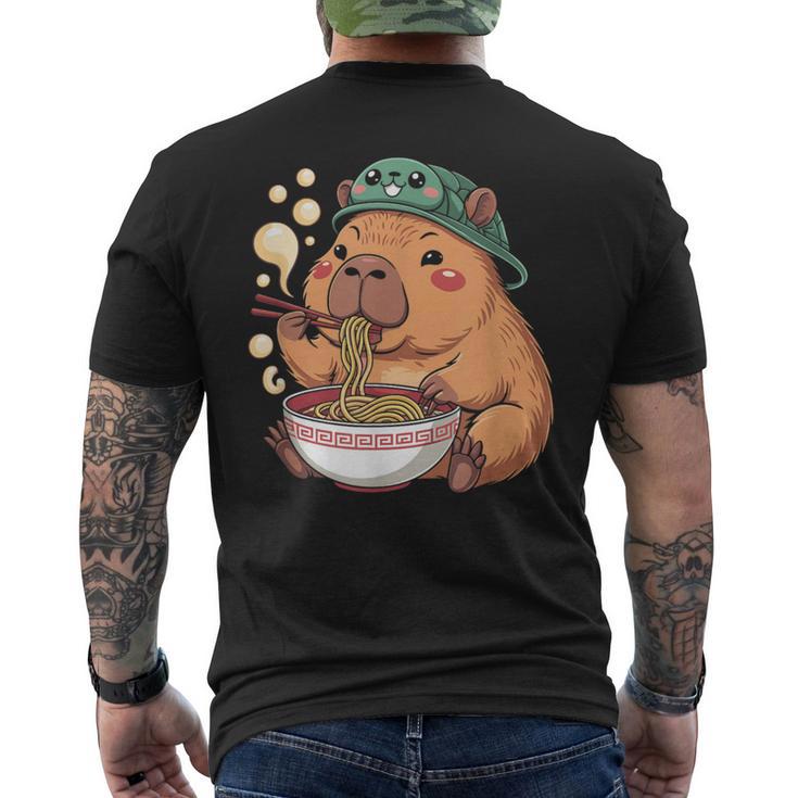 かわいいカピバラと亀 リュック ラーメン カワイイ メンズTシャツ バックプリント
