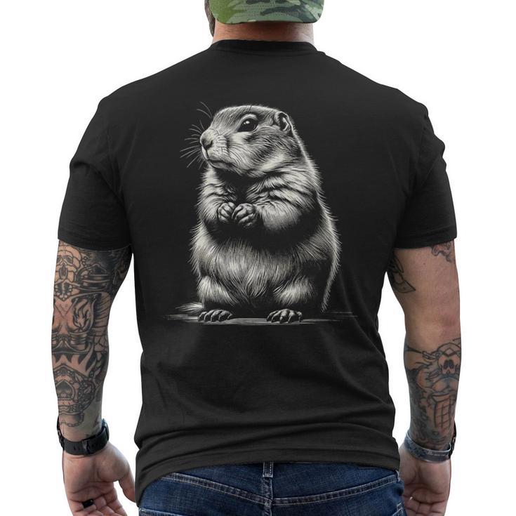 かわいいプレーリードッグのグラフィック アート デザイン メンズTシャツ バックプリント
