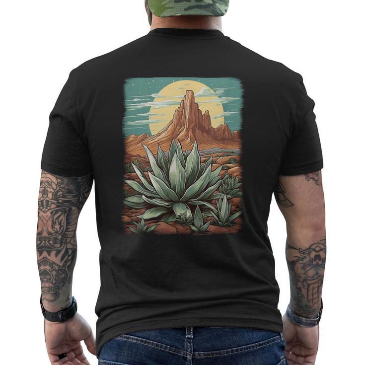 アガベ モンタナ山 アガベ 多肉植物 メキシカン メンズTシャツ バックプリント