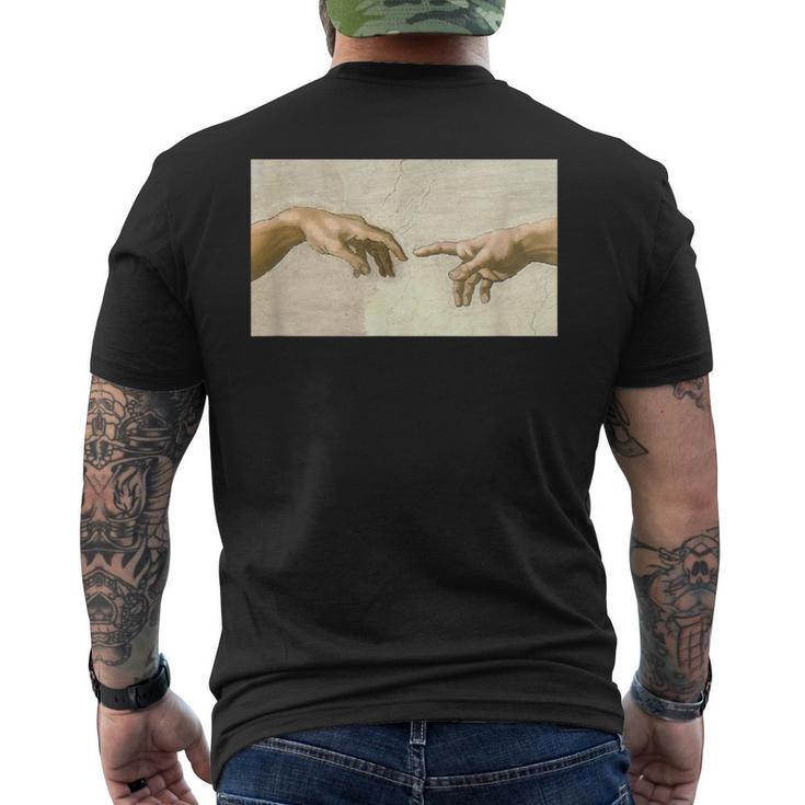 アダム・ミケランジェロによる創造 美術史 メンズTシャツ バックプリント