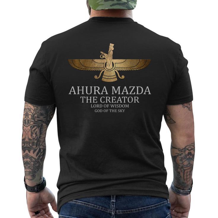 アフラ・マズダー 古代ペルシャの神 ゾロアスター教のシンボル メンズTシャツ バックプリント