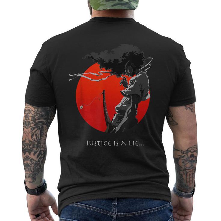 アフロサムライ アニメ 日本武士道戦士 ストリートウェア メンズTシャツ バックプリント