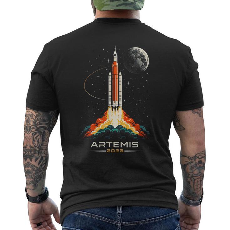 アルテミスii宇宙ロケット打ち上げミッショントゥザムーンアルテミス2 メンズTシャツ バックプリント