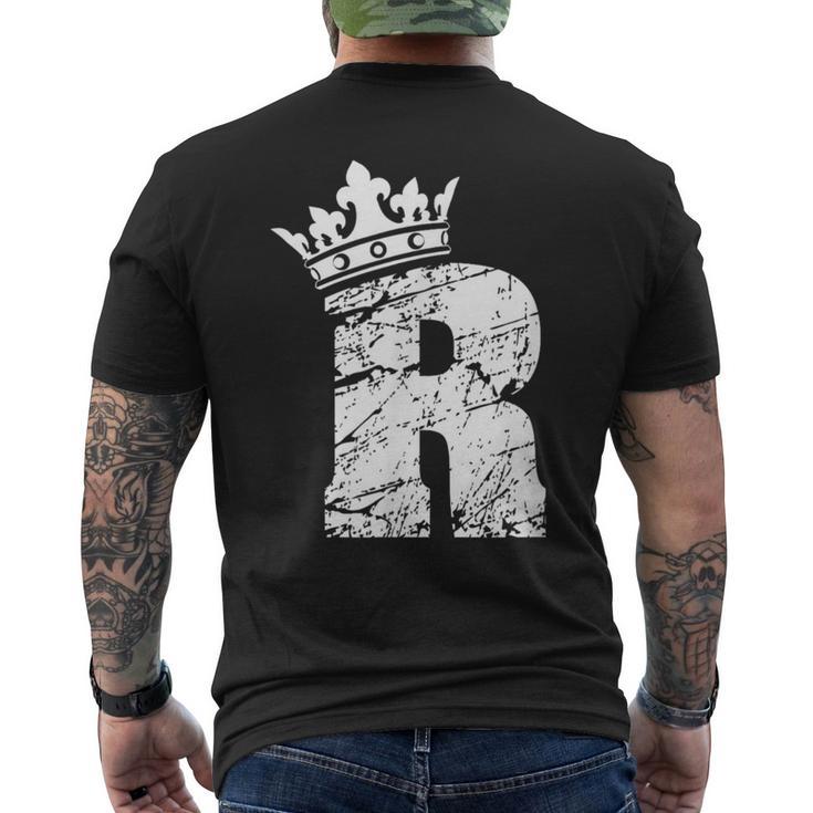 アルファベットtシャツ イニシャル文字 R & キング クイーン クラウン メンズTシャツ バックプリント