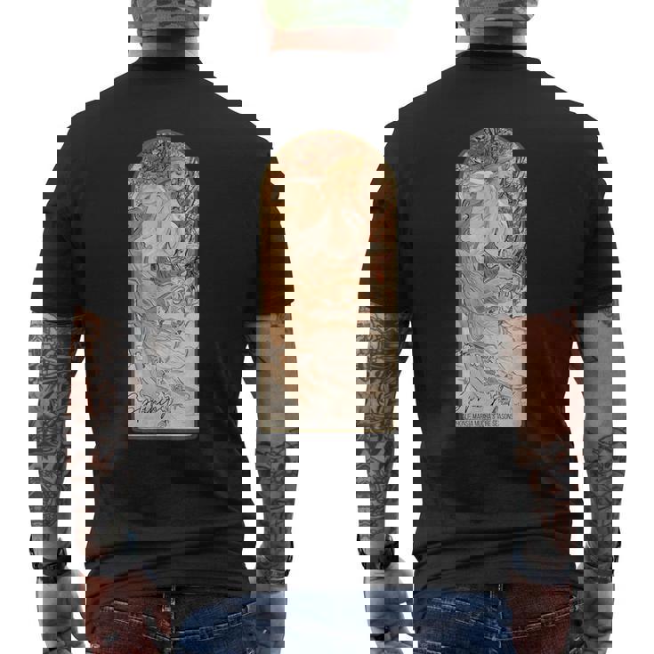 アルフォンス・マリア・ミュシャの季節 春 メンズTシャツ バックプリント