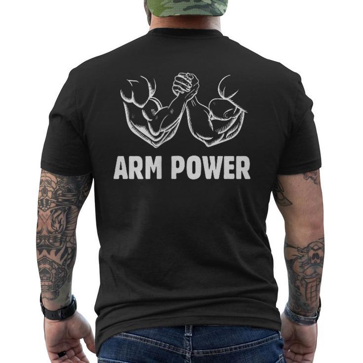 アームパワー アームレスリング ファニー アームレスリング アームレスラー メンズTシャツ バックプリント
