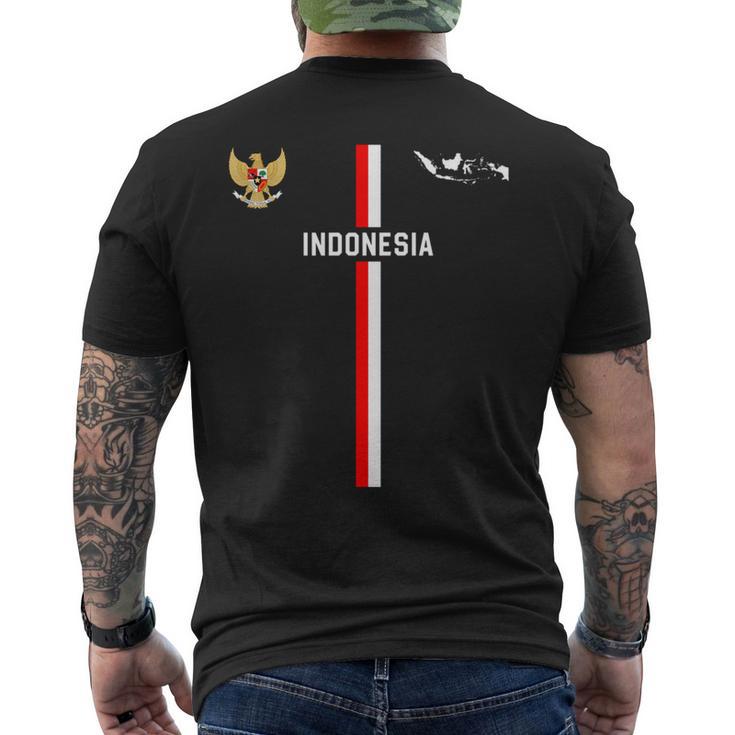 インドネシア国旗、インドネシアのシルエットマップ、国章 長袖tシャツ メンズTシャツ バックプリント