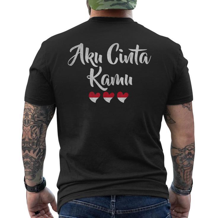 インドネシア語でaku Cinta Kamu メンズTシャツ バックプリント