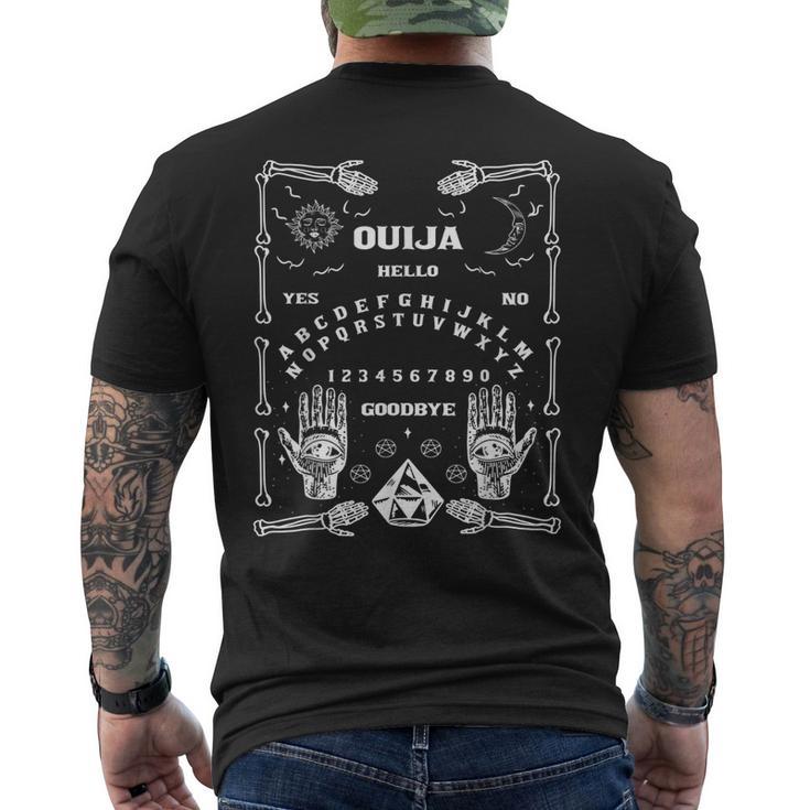 ウィジャボード不気味なホラーゲームでハロウィンアートをプレイ メンズTシャツ バックプリント