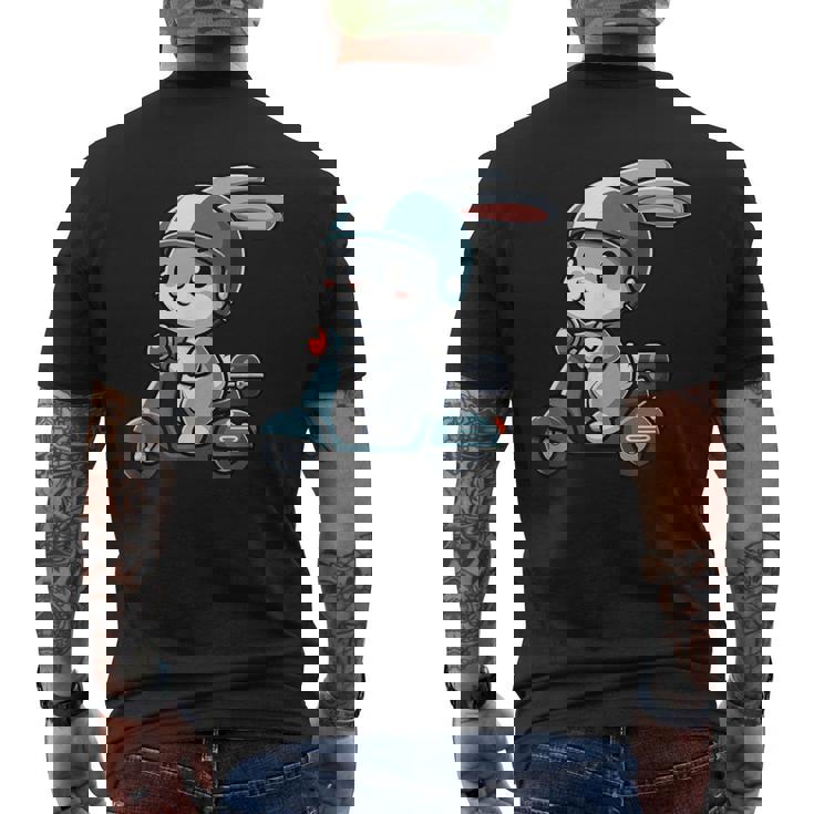 ウサギ スクーター ペット 面白い オートバイ メンズTシャツ バックプリント