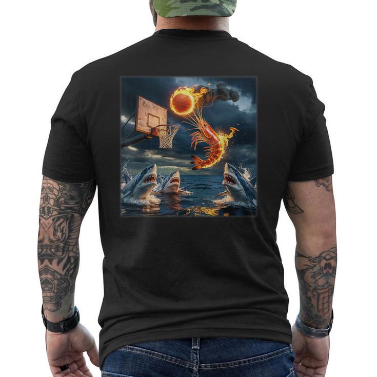 エビダンキングオンシャークファニーフィッシングミーム メンズTシャツ バックプリント