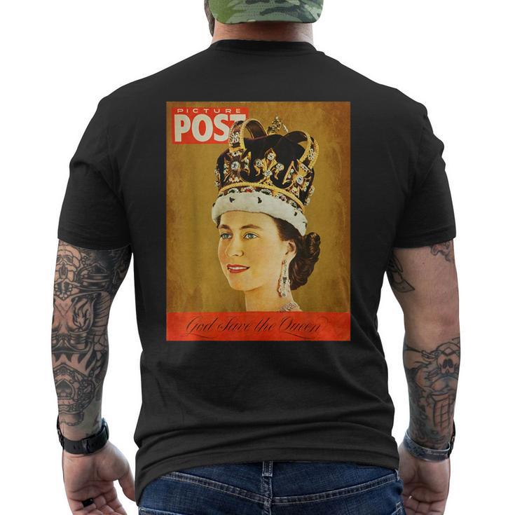 エリザベス女王 ファンビンテージポスター 英国王 メンズTシャツ バックプリント